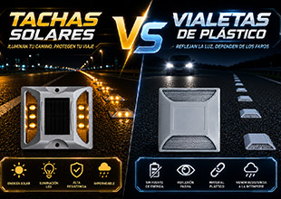 Tachas solares frente a vialetas de plástico: comparación profesional para obras viales